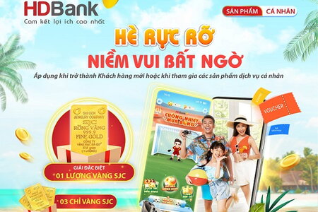 HDBank tặng một lượng vàng SJC cho khách hàng mỗi tháng