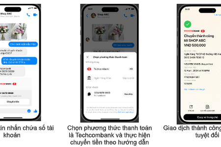 Techcombank tích hợp tính năng chuyển tiền qua Messenger, nâng cao trải nghiệm giao dịch liền