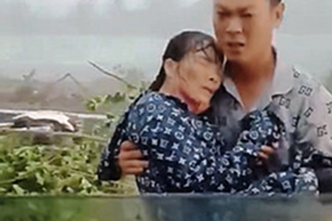 Điều dưỡng đội mưa cứu bà cụ bị cây bồ đề đè trúng giữa giông lốc