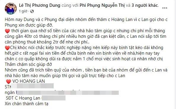 Tình hình bệnh tật nghệ sĩ Hoàng Lan: Nằm một chỗ, tài chính cạn kiệt đành xin về nhà