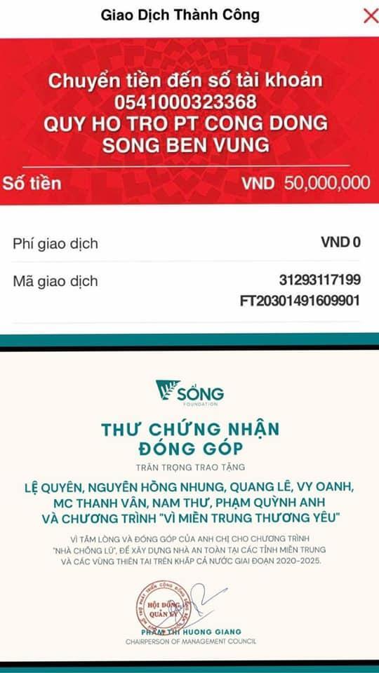 Lệ Quyên lên tiếng làm rõ khi bị nghi ngờ ăn chặn 49 triệu tiền từ thiện