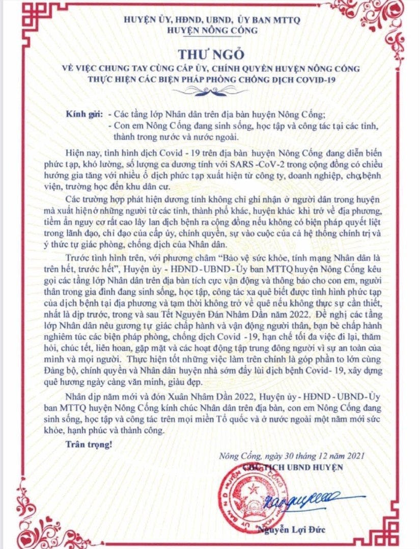 Thêm 1 địa phương ở Thanh Hóa khuyên người dân xa quê không về đón Tết