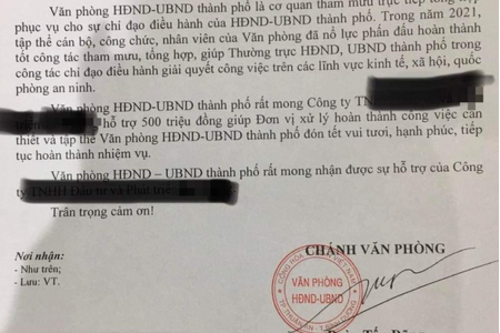 Văn phòng UBND TP Thuận An 'xin' doanh nghiệp 500 triệu để "đón Tết vui tươi”