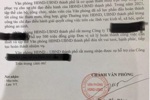 Văn phòng UBND TP Thuận An 'xin' doanh nghiệp 500 triệu để "đón Tết vui tươi”