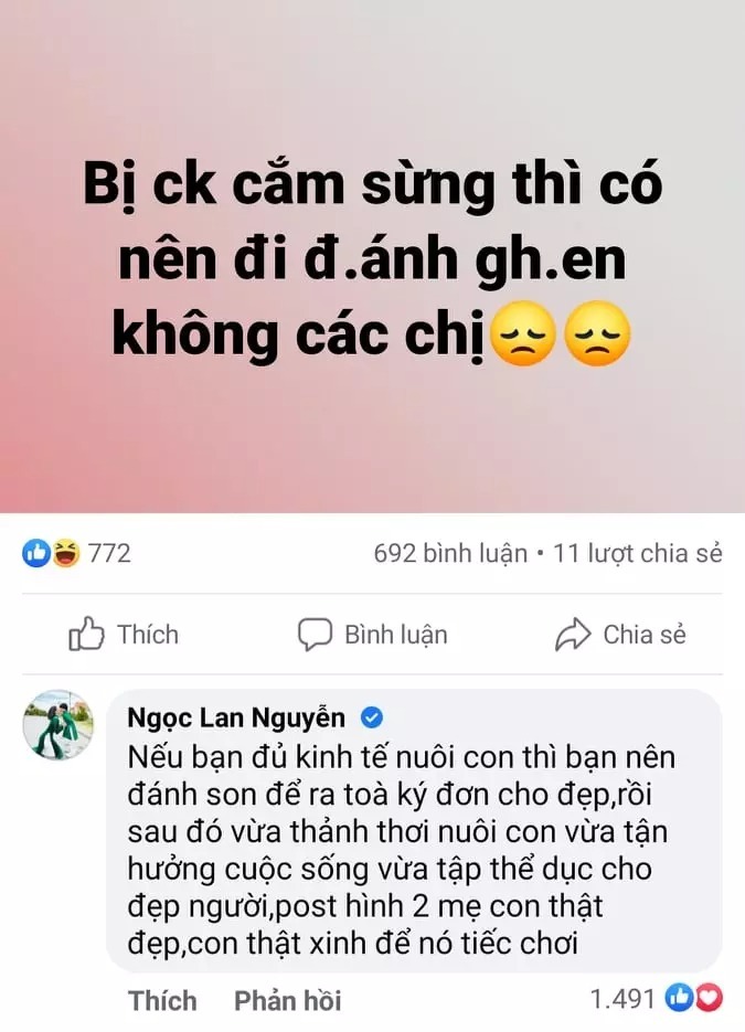 Ngọc Lan nhận bão like khi bàn chuyện đánh ghen vì bị chồng cắm sừng