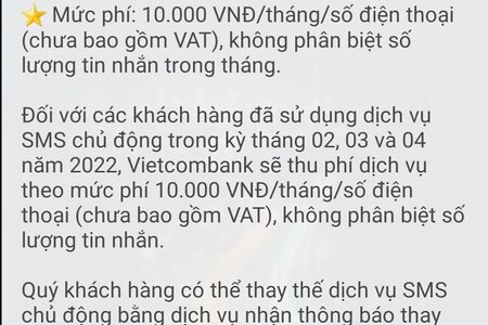 Vietcombank “quay xe”, giảm phí SMS Banking về 11,000 đồng/tháng