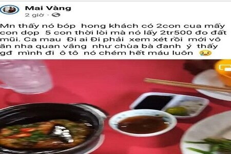 Xử phạt người phụ nữ đăng tin bị 'chặt chém' khi đi ăn tại nhà hàng ở Cà Mau