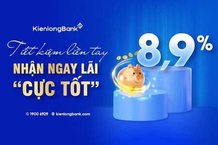 Khách hàng gửi tiết kiệm tại KienlongBank nhận lãi lên tới 8,9% cùng hàng ngàn quà tặng
