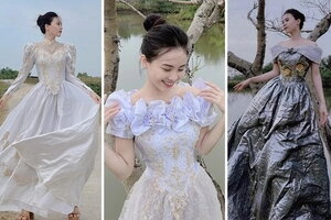 Mặc lại 3 váy cưới của mẹ cách đây 27 năm, cô gái được dân mạng khen hết lời vì trông quá sành điệu