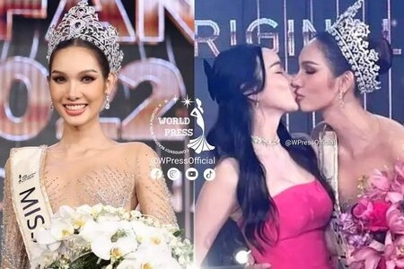 Tân Hoa hậu Chuyển giới Thái Lan 2022 ngọt ngào hôn bạn gái sau đăng quang