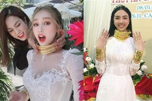 Những mỹ nhân Việt đeo vàng 'trĩu cổ', đếm tiền mỏi tay trong ngày đại hỷ 