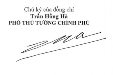 Giới thiệu chữ ký 2 Phó Thủ tướng Trần Hồng Hà và Trần Lưu Quang