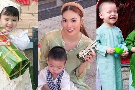 Nhóc tỳ nhà sao Việt xúng xính diện áo dài trước thềm năm mới