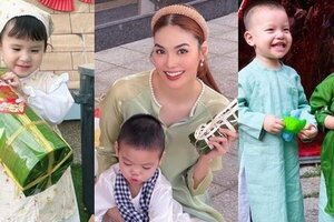 Nhóc tỳ nhà sao Việt xúng xính diện áo dài trước thềm năm mới