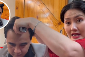 Quyền Linh bàng hoàng khi bị Ngọc Lan cạo tóc ngay trước giờ lên sóng