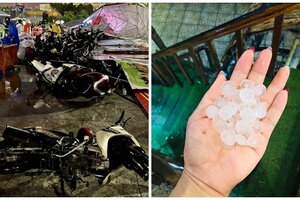 Mưa đá trút xuống dữ dội ở Quảng Nam, Quảng Trị sau chuỗi ngày nắng nóng đến 40 độ C