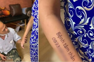 Nhói lòng: Người cha bạc đầu dẫn con gái đi xăm số điện thoại và dòng chữ 'bệnh tâm thần' lên tay