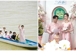 Hồ Quang Hiếu ngồi xuồng đi hỏi vợ kém 17 tuổi tại Cà Mau