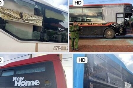 Nhóm thanh niên ném đá vỡ kính hàng loạt xe khách ở Đắk Nông vì 'chói mắt'