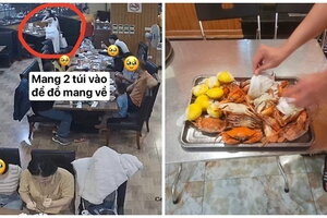 Đôi nam nữ đi ăn buffet hải sản gây sốc khi 'đút túi' 4kg mang về, bị bắt tại trận
