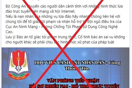 Cảnh báo giả mạo Facebook Học viện Cảnh sát Nhân dân để lừa đảo