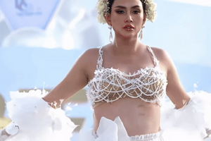 Võ Hoàng Yến gây sốc khi bầu 7 tháng vẫn đi giày cao gót trình diễn trên sàn catwalk