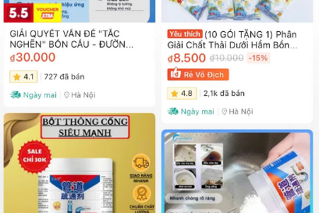 Tự mua hóa chất thông tắc cống trôi nổi trên mạng, tác hại khôn lường