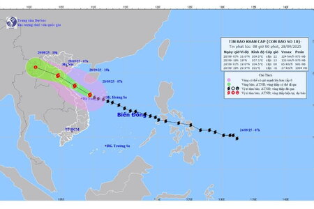 Bão Bualoi di chuyển gần gấp đôi tốc độ trung bình, cách TP Huế khoảng 170km