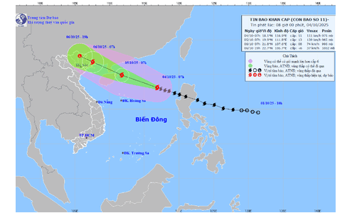 Tin bão mới nhất: Bão số 11 (bão MATMO) cách Hoàng Sa 530km, dự báo đêm mai Quảng Ninh, Ninh Bình có gió mạnh dần