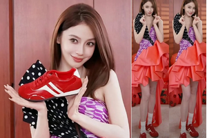 Tranh cãi quanh việc Angelababy mặc đồ hiệu bán giày rẻ tiền