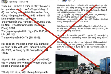 Hà Nội: Bác bỏ thông tin "thêm 3 chiến sĩ CSGT hy sinh trên cao tốc"