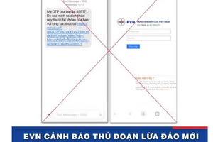 Tập đoàn Điện lực Việt Nam cảnh báo thủ đoạn lừa đảo mới bằng tin nhắn OTP giả mạo