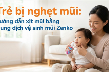 Trẻ bị nghẹt mũi: hướng dẫn xịt mũi bằng Dung dịch vệ sinh mũi Zenko