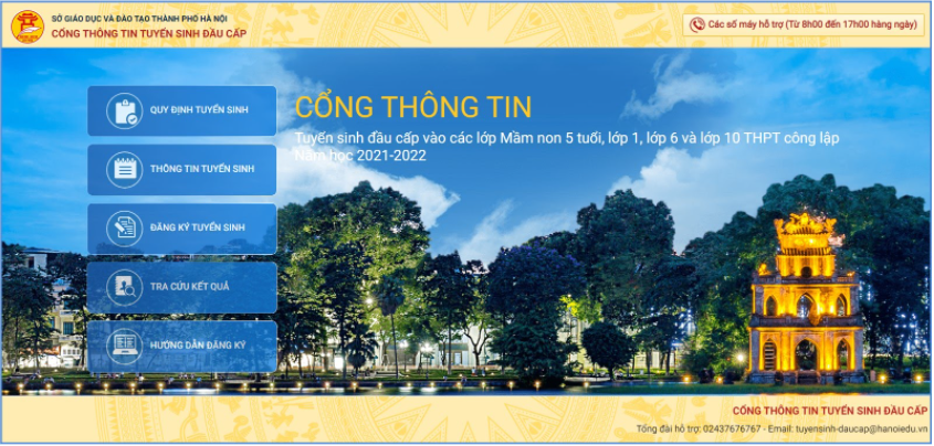 Hướng dẫn đăng ký tuyển sinh trực tuyến vào các trường Tiểu học (Từ lớp 1-lớp 5) năm học 2021-2022