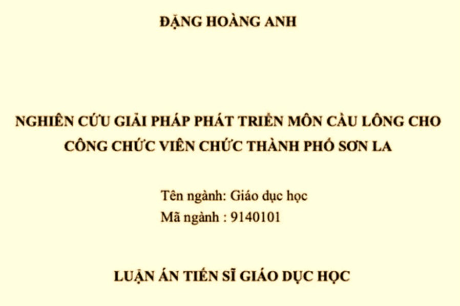 Hội đồng thẩm định đánh giá Luận án tiến sĩ nghiên cứu môn cầu lông không đạt