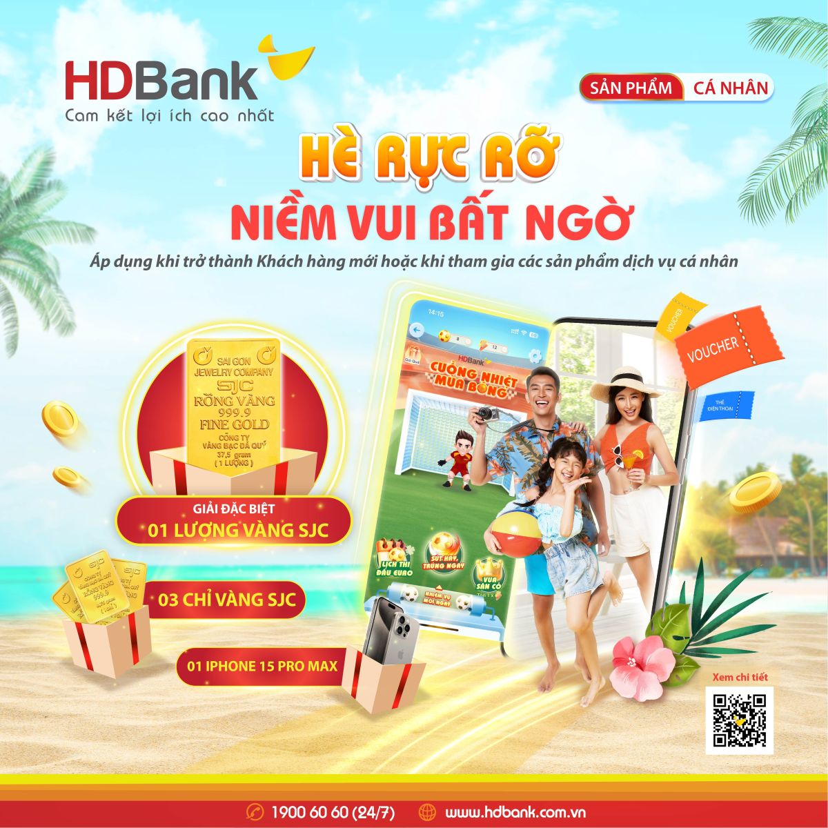 HDBank tặng một lượng vàng SJC cho khách hàng mỗi tháng 