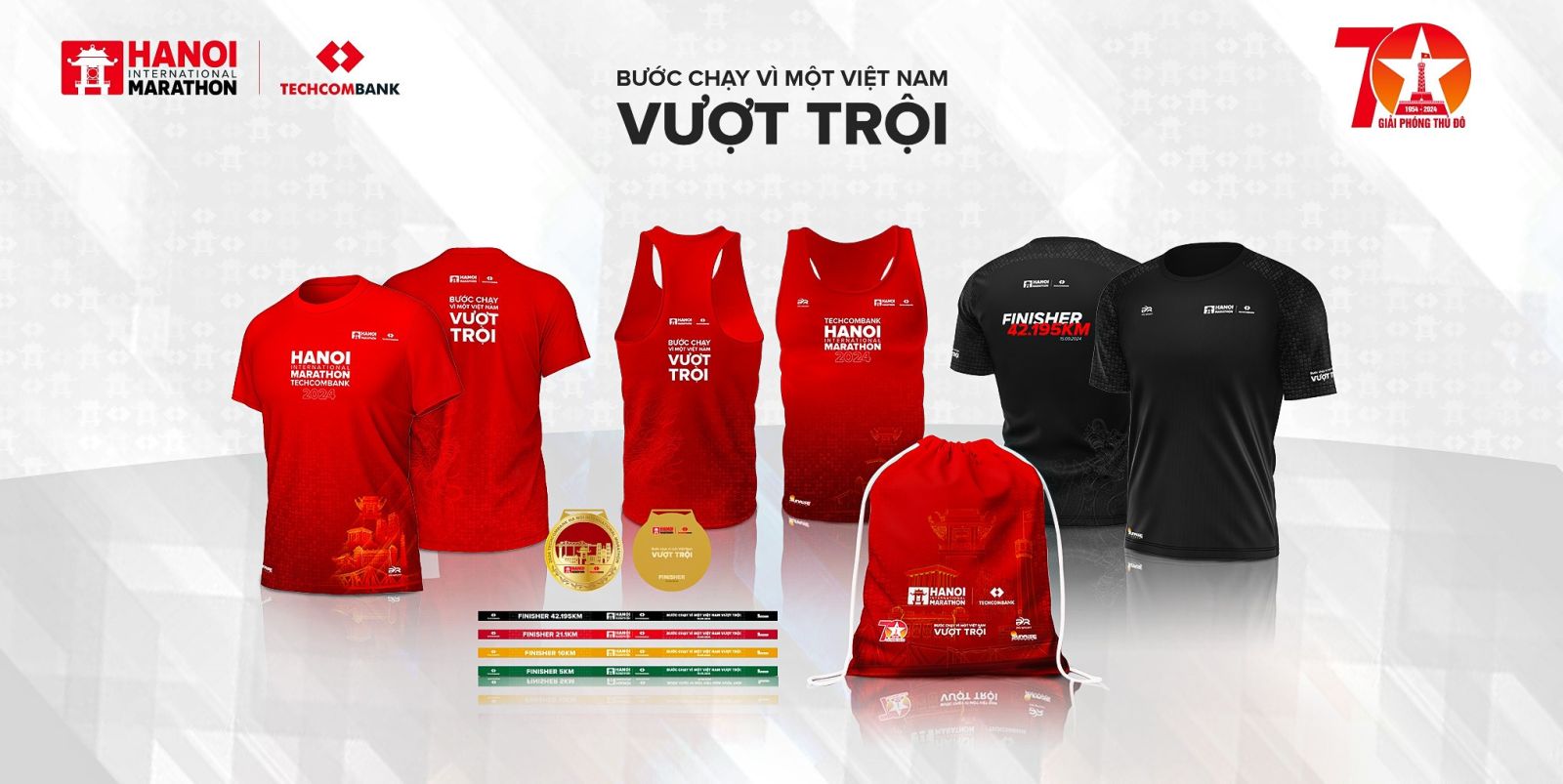 Giải Marathon Quốc tế Hà Nội Techcombank ra mắt bộ vật phẩm phiên bản đặc biệt kỷ niệm 70 năm Giải p