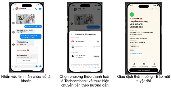 Techcombank tích hợp tính năng chuyển tiền qua Messenger, nâng cao trải nghiệm giao dịch liền