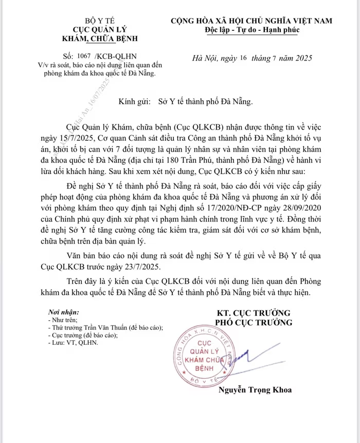 Bộ Y tế yêu cầu làm rõ sau khởi tố nhóm nhân viên giả danh bác sĩ tại Phòng khám Quốc tế