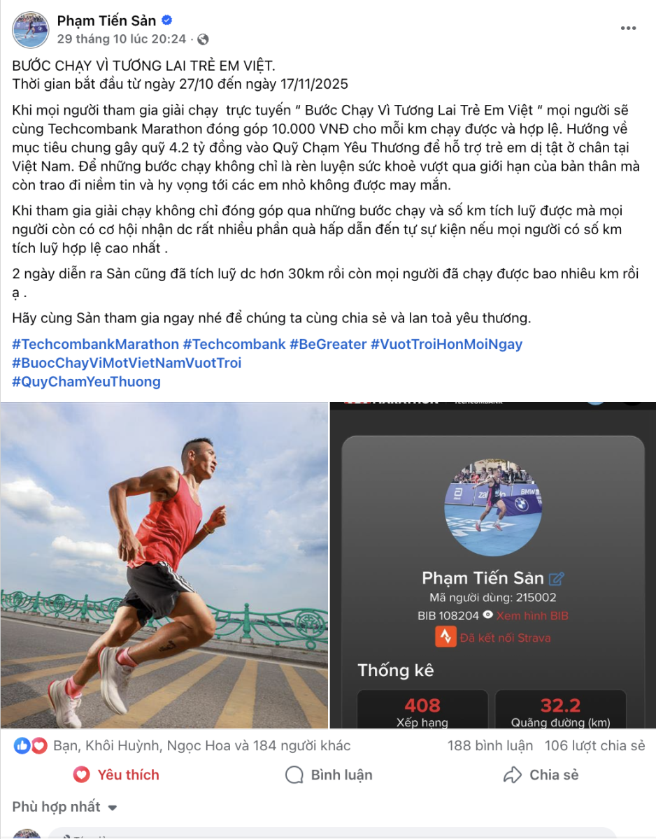 Hàng chục ngàn người cùng Techcombank chạy vì “Một Việt Nam vượt trội”, trao cơ hội bước đi cho trẻ